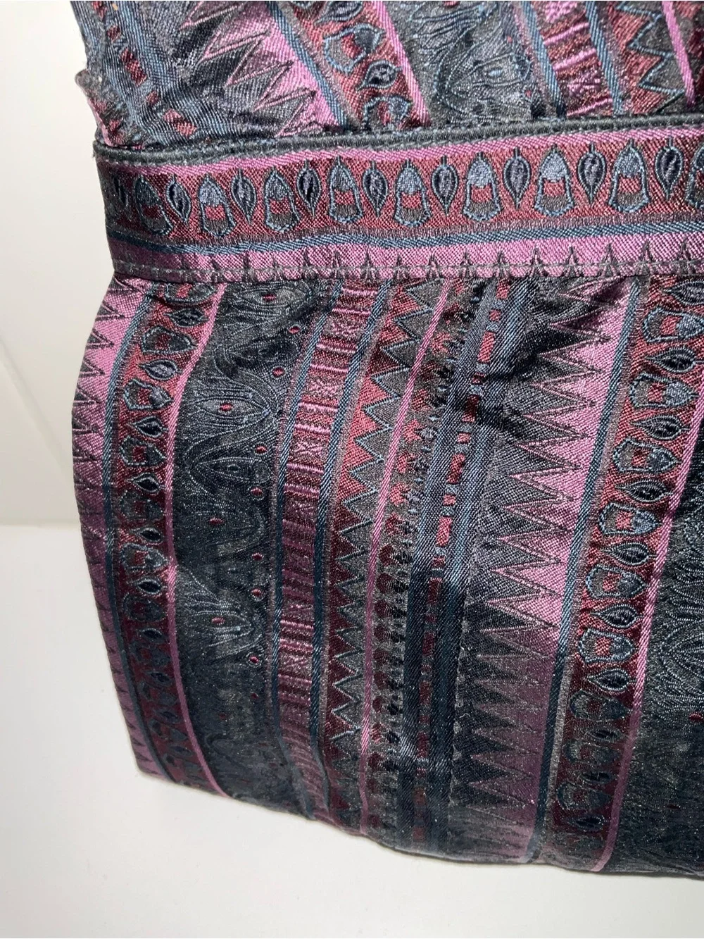 Vintage Black & Plum Patterned  Clutch